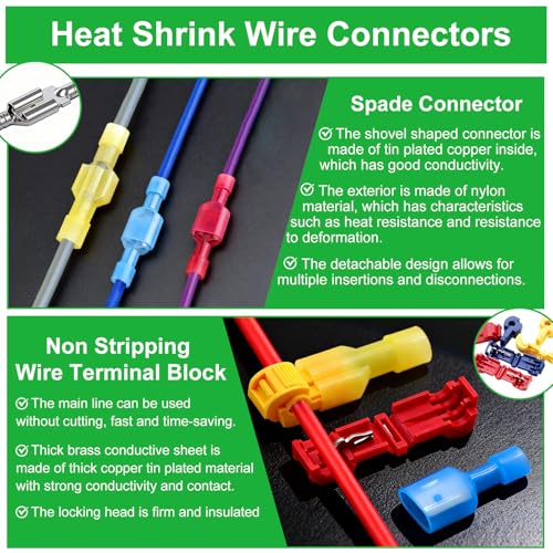 Twidec/1530PCS Heat Shrink Wire Connectors Kit,Waterproof Spade Connector - color: 1530PCS