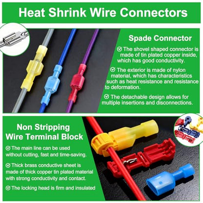 Twidec/1530PCS Heat Shrink Wire Connectors Kit,Waterproof Spade Connector - color: 1530PCS