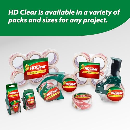 Duck HD Clear Packing Tape Dispenser Heavy Duty Packaging Tape Gun for Packing Boxes, Shipping and Moving - Includes 1 Refill Roll of HD Clear 1.88 in. x 50 Yards - Foam Handle (287398) (Pack of 4) - size: 4-Pack, style: Dispenser + 1 Roll