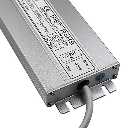 LED Driver Waterproof IP67 Power Supply 150W 12V DC 12.5a Transformer thinner and Durable with US 3-Prong Plug Plate for Outdoor Use - size: 12V150W