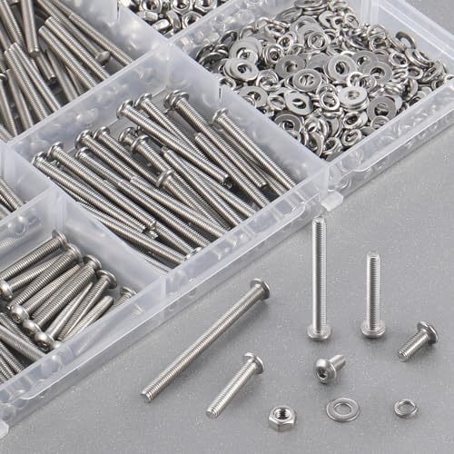 VGBUY 600pcs M3 Screw Assortment Kit, M3 Screws (8 Sizes 6-30mm) for 3D Printer DIY, Hex Button Head Cap Screws Bolts Nuts Washer Kit, 304 Stainless Steel, 6/8/10/12/16/20/25/30mm - size: M3x6/8/10/12/16/20/25/30mm, style: Button Head