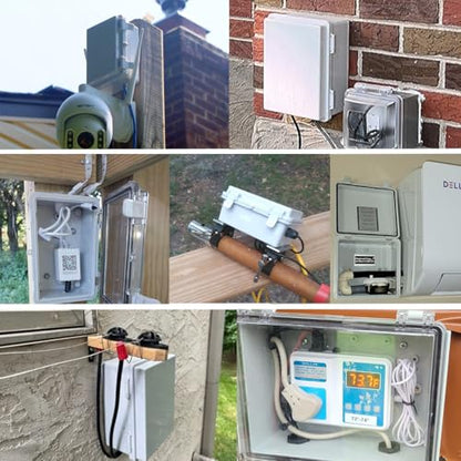 Zulkit Junction Box IP67 Waterproof Electrical Box Hinged Clear Cover Stainless Steel Latch Plastic Enclosure for Project w Mounting Plate Wall Bracket and 2 Cable Gland 8.7"x6.7"x4.3"/220x170x110mm - color: Clear Cover, size: 8.7"x6.7"x4.3"