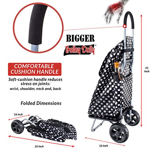 dbest products Bigger Trolley Dolly, Black Polka Dot Shopping Grocery Foldable Cart - color: Black Polka Dot