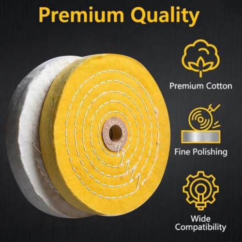 2 Pcs 6" Extra Thick Cotton Buffing Wheel, 5/8" Arbor Hole - style: 6 In Buffing Wheel(Yellow&White)