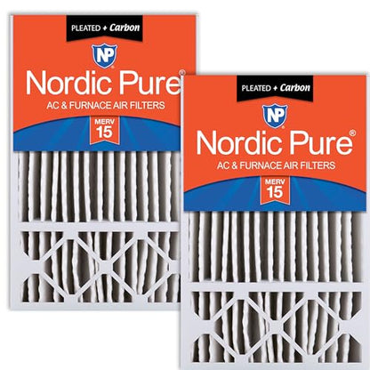 Nordic Pure 16x25x5 Pleated MERV 15 Plus Carbon Air Filters 2 Pack - style: MERV 15 + Carbon