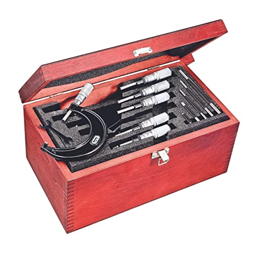 Starrett Outside Digital Micrometer Set, 0-6" Range, .0001" Graduation - color: Black Wrinkle, size: 0-6" Set Range (Friction)