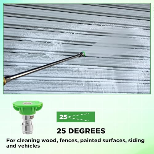 Pressure Washer Tips, 25 Degree Green Nozzle for Clean Cars, 7 Pack - color: Green