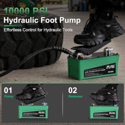 Air Hydraulic Pump, 10000 PSI High Pressure Output, Foot Pedal Pump, Green - color: Green
