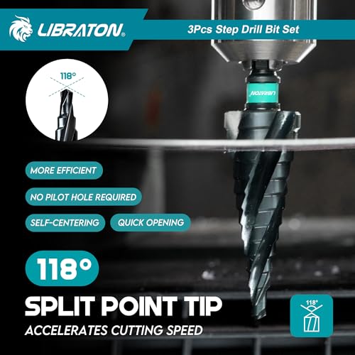 LIBRATON Four Spiral Flute Step Drill Bit Set 1/8"-7/8", M35 Step Bits - style: 1/8" - 7/8" (3pcs Set)
