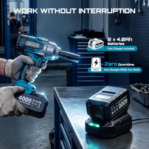 Seesii 1/2" Impact Wrench & 3/8" Ratchet Combo Kit for Auto Repair - size: 1000 N.m