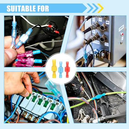 100PCS Spade Connector Kit, Quick Disconnect Male and Female Wire Connectors, Nylon Insulated Crimp Terminals for Automotive, Electronics