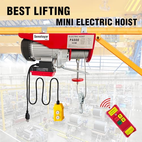 Electric Hoist 2 in 1,1760lbs Electric Hoist Winch with 98ft Wireless Control&Wired Remote Control,110v Electric Hoist 59ft/29.5ft Lifting Height for Garage Warehouse Factory,Single/Double Slings - color: 1760lbs 2 in 1 Electric Hoist
