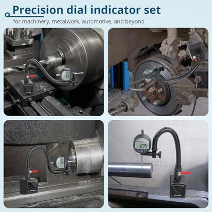 Dial Indicator Set with Magnetic Base,0.0005" Precision for Lathe & CNC