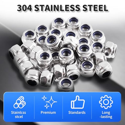 2pcs M14x2mm Nylon Inserted Hex Lock Nuts, 304 Stainless Steel - size: 2pcs 304 M14*2mm