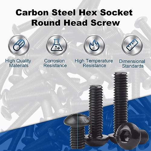 100Pcs M3 x 10mm Button Head Socket Cap Screws, Alloy Steel 10.9 Grade - size: M3 x 10mm