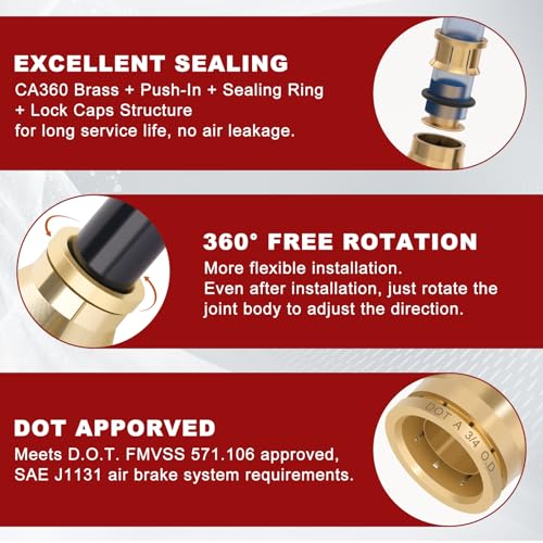 DOT Approved Male Straight Brass Union 3/4" Tube x 3/8" NPT, 10PCS - size: 3/4" OD x 3/8" NPT