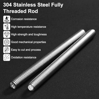 M METERXITY 12-Pack Fully Threaded Rod, M5x60mm 304 Stainless Steel Right Hand Thread Bar Studs for Furniture Anchor Bolts/Clamps/U-Bolts, Metric Threaded Screw - size: M5x60mm