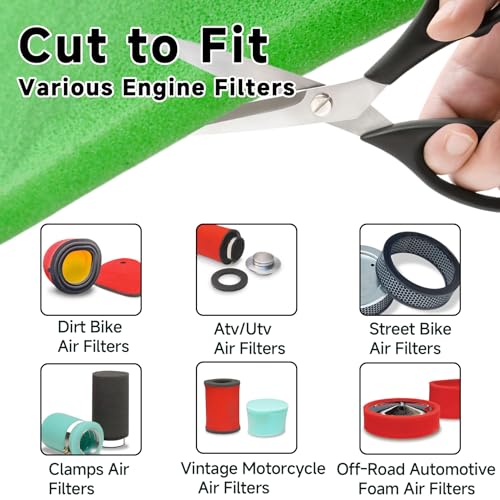 Washable Foam Air Filter Material Sheet for Uni Filter-BF-1 BF1 18" X 15" X 5/8" 65-PPI Green Fine Filter Foam Sheet Cut to Fit Air Filter Pads for Most Motorcycle ATV Scooters Dirt Bike UTV - color: Green