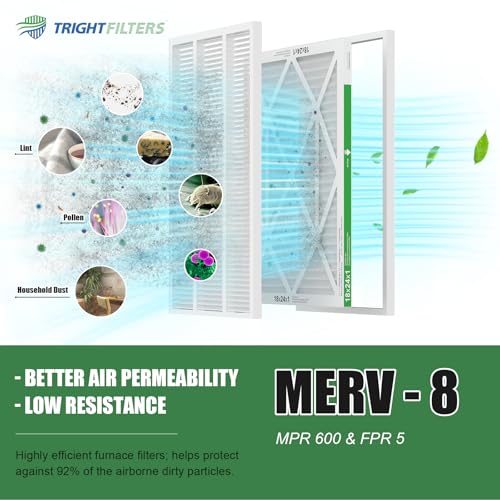 TRIGHTFILTERS 18x24x1 Air Filter 4 Pack, MERV 8 Pleated HVAC Furnace Filter - size: 18x24x1