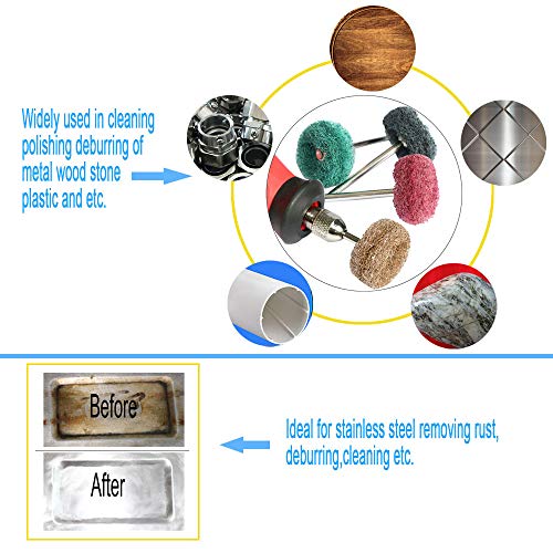 FPPO 50PCS Abrasive Buffing Polishing Wheel Set for Rotary Tool,Removal of Rust Deburring on Metal Surface with 3mm Shank,Mini scouring pad Brush Polishing kit(grit 180 Green 50pcs) - color: grit 180 green 50pcs