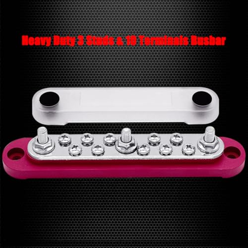 Ampper 3 x M6 Post Power Distribution Block BusBar 10 M4 Screws, 5.9" Red - color: Red, size: 3M6+10M4