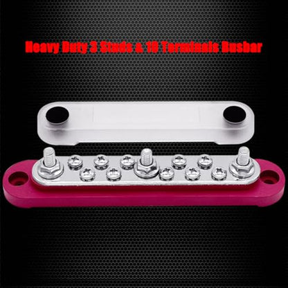 Ampper 3 x M6 Post Power Distribution Block BusBar 10 M4 Screws, 5.9" Red - color: Red, size: 3M6+10M4