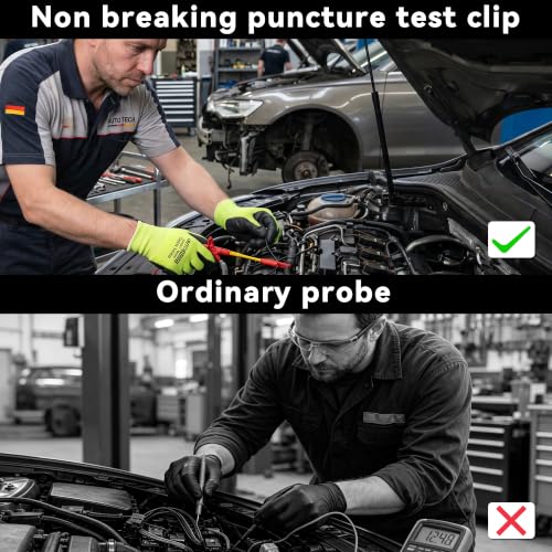 DTL224-KIT Silicone Multimeter Test Leads Kit with Fully Insulated Quick Wire Piercing Clips,Heavy Duty Automotive Electrical Diagnostic Probes with 4mm Banana Plug for Meters Automotive Repair