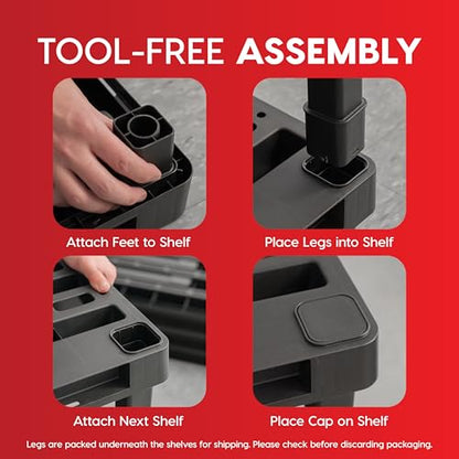 IRIS USA Plastic Storage Shelves |Made in USA| 57"H x 36"W x 24"D - Black - size: 4 Tier | 24"D x 36"W x 57"H