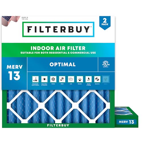 Filterbuy 12x12x2 Air Filter MERV 13 Smoke & Allergy Defense (2-Pack) - size: 12x12x2
