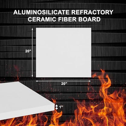 SIMOND Store Ceramic Fiber Board, 2300F Rated, 20" x 20" x 1" Thick, 2 Pack - size: 1" x 20" x 20" - 2 Pack