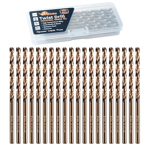 (20PCS) 9/64" Cobalt Drill Bit, HSS M35 Metal Drill Bits for Steel, Stainless Steel, Cast Iron, Hard Plastic and Wood - size: 9/64 20PCS Cobalt