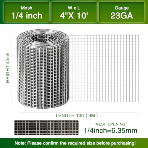 Chicken Wire Fence,Hardware Cloth 1/4 Inch 4inx10ft (23 GA) - color: 1/4inch, size: 4in x 10ft