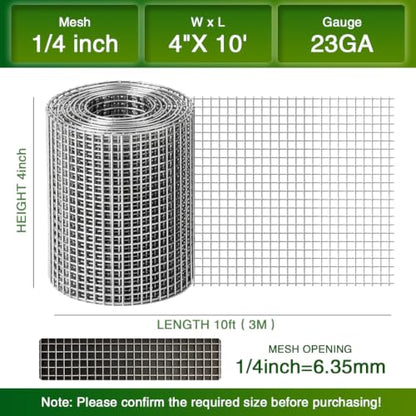 Chicken Wire Fence,Hardware Cloth 1/4 Inch 4inx10ft (23 GA) - color: 1/4inch, size: 4in x 10ft