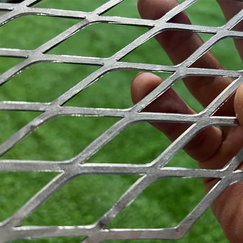 36"X18" 14 Gauge Expanded Metal Sheet Metal Diamond Mesh 0.6"X1.6" Expanded & Perforated Sheets Flattened-for Screen Door Grill,Window Security Grill Screen Door Protector - size: 36"X18"