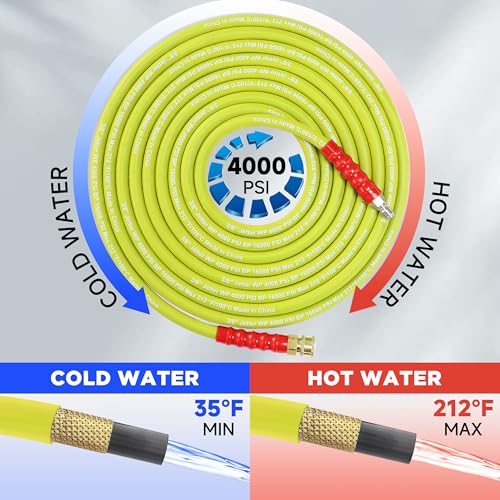 M MINGLE Pressure Washer Hose 100 FT x 3/8" - Replacement Power Wash Hose - size: 100 FT x 3/8"