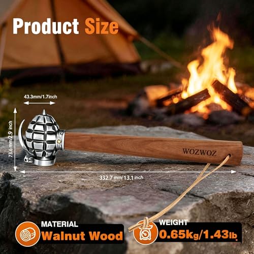 Fist Hammer Tool 1.43 Lbs Stainless Steel & Iron with Solid Wooden Handle - style: Ball peen