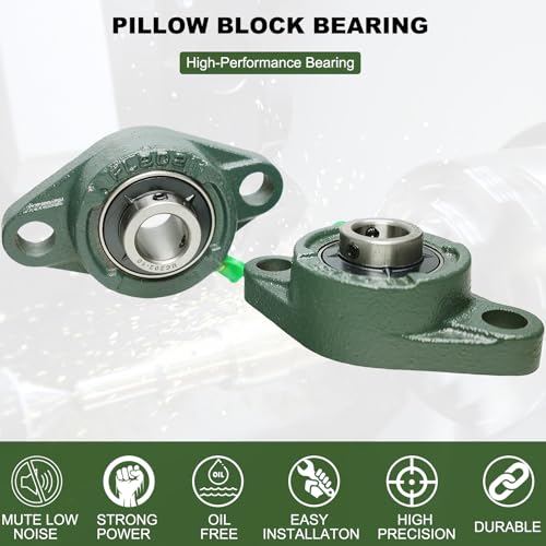 2 Pack UCFL202-10 Pillow Block Bearing - Flange Mounted Pillow Block Bearings - Bearing Steel Bearings with 5/8" Bore - Self Alignment - style: UCFL202-10