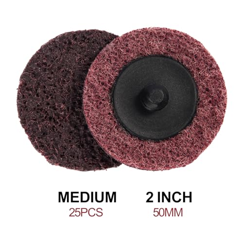 25 PCS Sanding Discs 2 Inch Quick Change Disc with 1/4" Shank Holder Snap-On Grinding Disc for Die Grinder Sanding Disc Medium Surface Conditioning Discs for Burr Finish Rust Paint Removal - style: 25PCS Medium