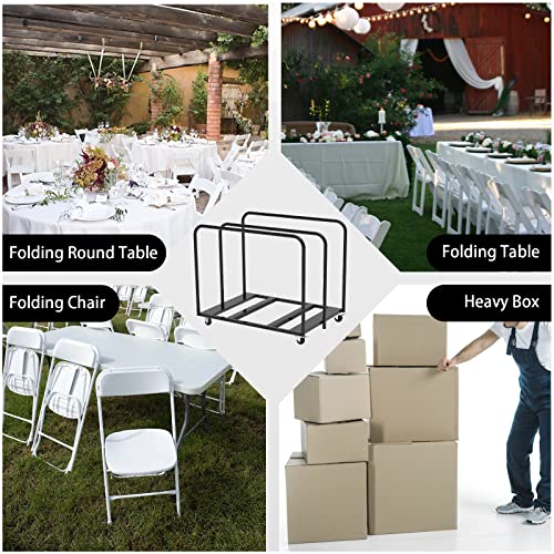Folding Table Cart, 3 Pole for Separating Area, 10 Table Storage Capacity - size: 33.5In