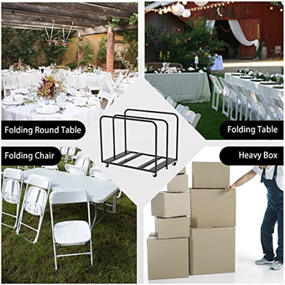 Folding Table Cart, 3 Pole for Separating Area, 10 Table Storage Capacity - size: 33.5In