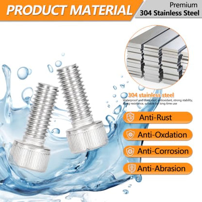 20 Sets Metric M8 Hex Socket Head Cap Screws Bolts Kit, M8-20mm Screws - size: M8 - 20mm