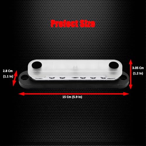 Ampper 3 x M6 Post Power Distribution Block BusBar 10 M4 Screws, 5.9" Black - color: Black, size: 3M6+10M4