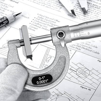 HDLNKAK Outside Micrometer Set 0-4", with Zero Wrench and Case(Gray) - color: Silver