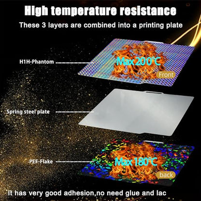 257x257mm PEF H1H Build Plate for Bambu Lab P1P/P1S/X1/X1C/X1E/A1 3D Printer, Smooth Flake PEF+ Phantom H1H Spring Steel Build Plate Sheet - color: Flake+ Phantom