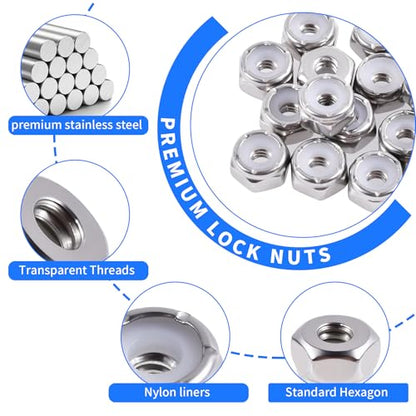 10pcs 4#-40 Nylon Inserted Hex Lock Nuts, 304 Stainless Steel - size: 10pcs 304 4#-40