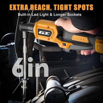3/8" Cordless Ratchet Wrench for DEWALT 20V MAX Battery, 60 Ft-lbs Brushless Electric Ratchet Tool, Variable Speed 400 RPM, Includes 8 Sockets, 1/4" Adapter & 6" Extension Bar, TOOL ONLY