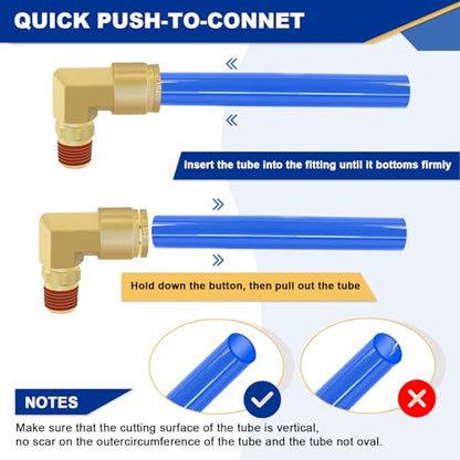 2PCS Brass Air Brake Push Connect Fittings 1/2" OD x 1/4" NPT Elbow - size: 1/2" Tube OD x 1/4" NPT - 2 PCS