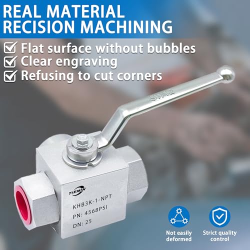 TieMin High Pressure Hydraulic Ball Valve 1 Inch 4568 PSI (315bar) High Pressure, Shut-Off 3 Way Hydraulic Ball Valve KHB3K 1" NPT - color: 1" NPT, size: 3-Way