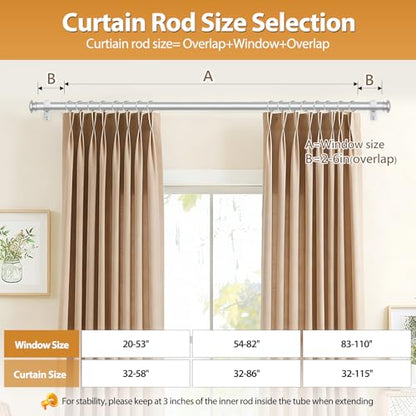 TONIAL Silver Curtain Rods for Windows 2 Pack, 32 to 58 Inch, Drapery Rod - color: Silver, size: 32-58"(2 Pack)