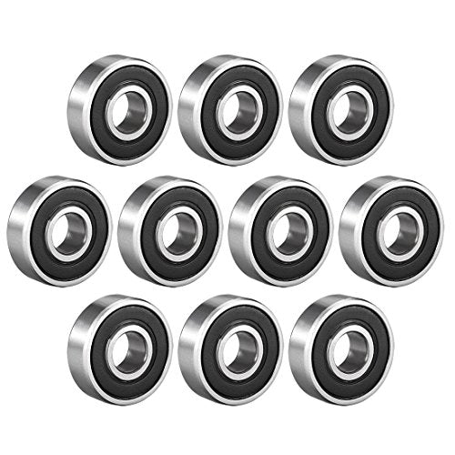 uxcell 608-2RS Deep Groove Ball Bearing Double Sealed 180016, 8mm x 22mm x 7mm High Carbon Steel Z1 Bearings (Pack of 10) - size: 8mmx22mmx7mm